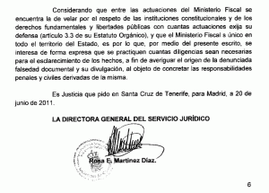 Denuncia ante la Fiscalía